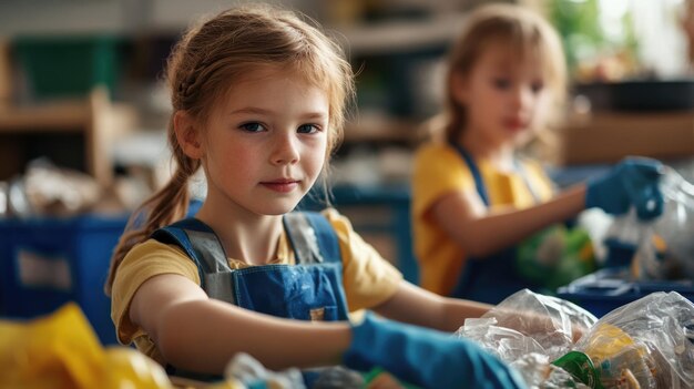 Photo children in recycling environment