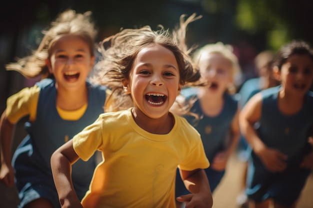 Children Running Down a Street