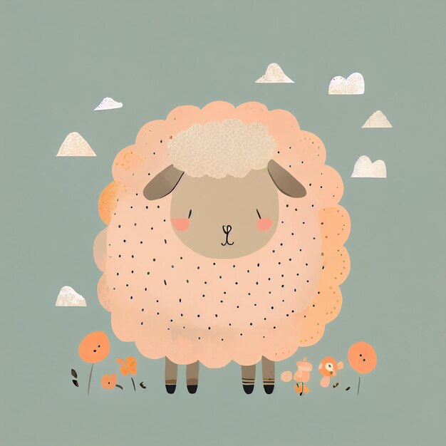 Children's books animal illustration cute sheep children illustration room wall prints Generative AI