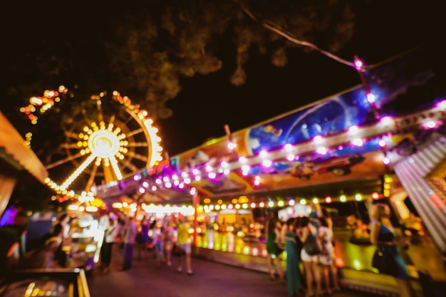 Children's Carousel at an amusement park in the night illumination amusement park at night