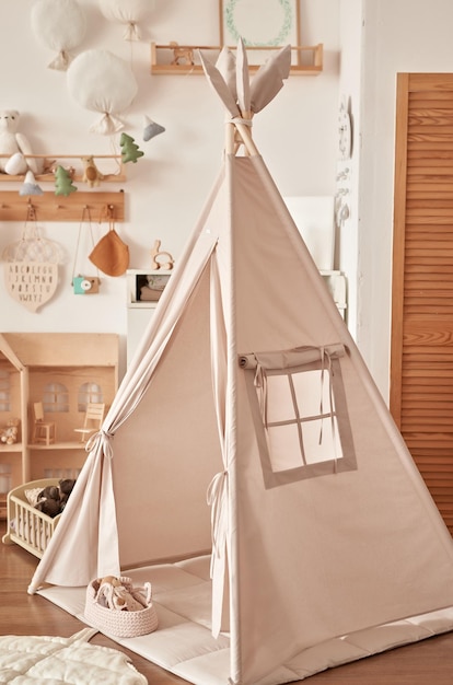 Children's educational wooden toys Nursery decor Scandinavian style playroom Wigwam