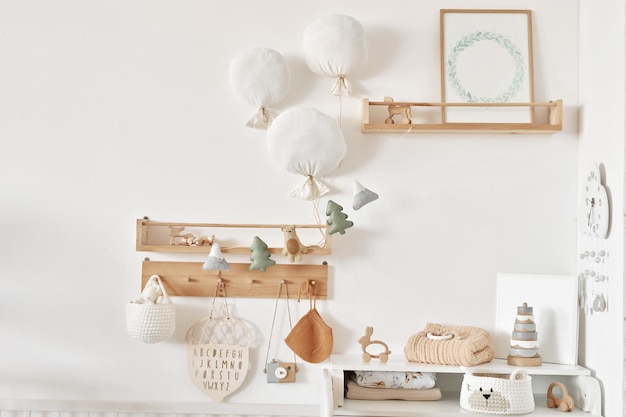 Children's educational wooden toys Nursery decor Scandinavian style playroom