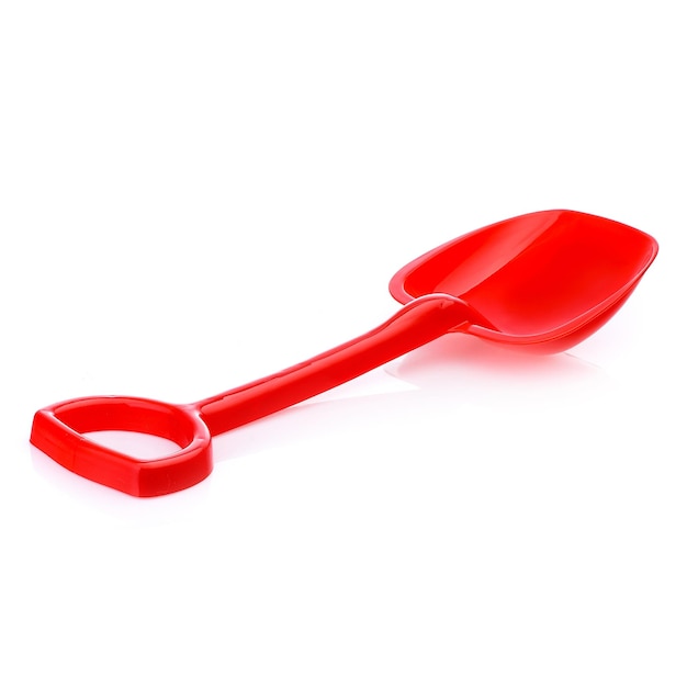 Children's large shovel isolated on a white background Colored plastic shovels for snow removal Children's Sandbox Toys