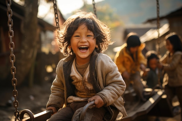 Children's Laughter in a Village Playground