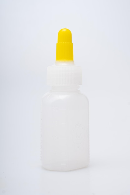 Children's medical potion bottles on a white background