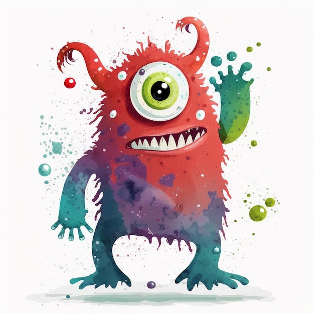 Children's Watercolor Monster