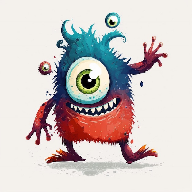 Children's Watercolor Monster