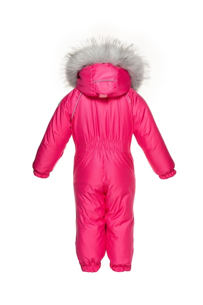 Children's winter clothes for walking with fur hood pink color