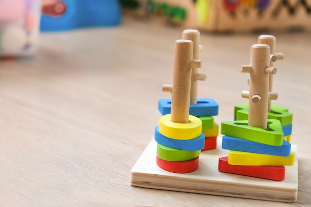 Children's wooden sorter Copy space