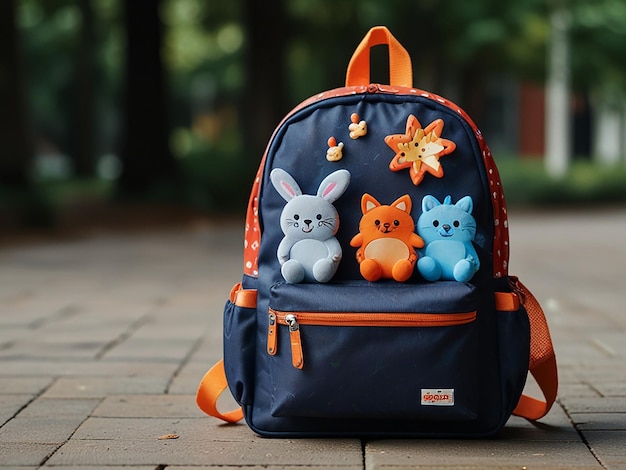 Photo a children school bag pack with toys