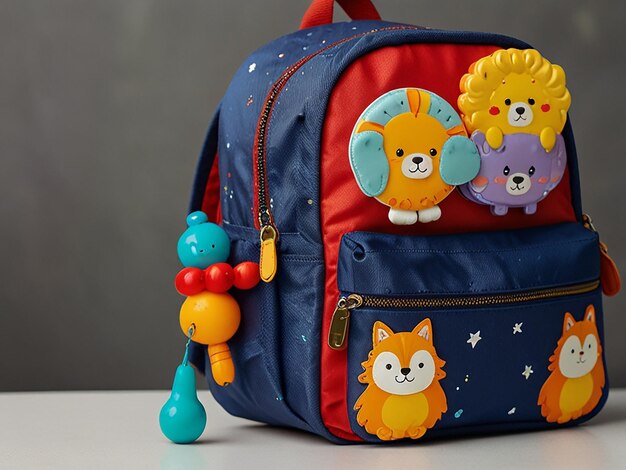 Photo a children school bag pack with toys