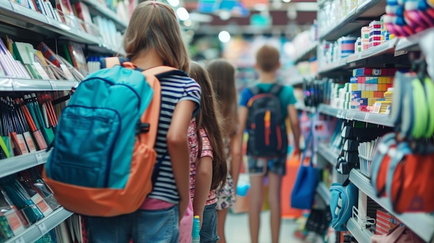 Children Shopping for School Supplies