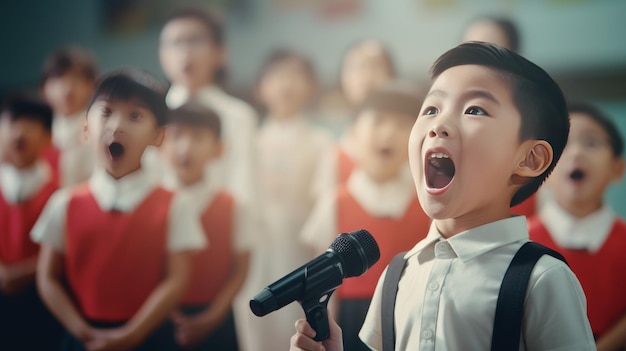 Children Singing in Front of an Audience