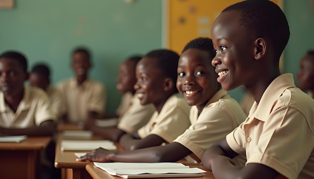 children sitting in a classroom with their teachers name on the back of their desks