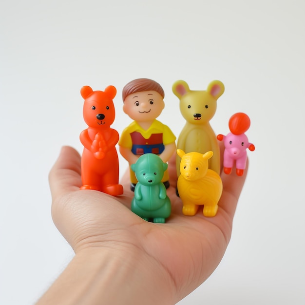 Photo children toys made of plastic shaped cute animals