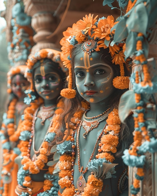 Children With Painted Faces Depicting Background