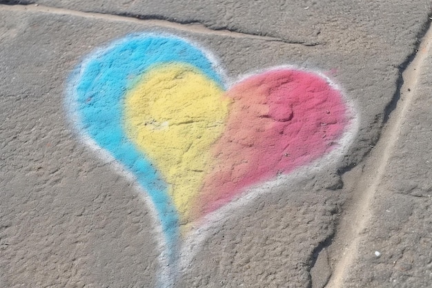 A childrens chalk drawing on a sidewalk