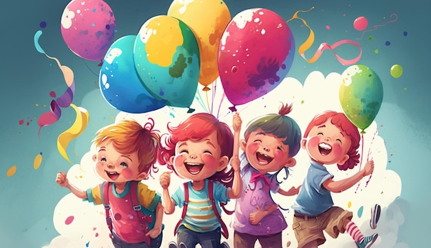 Childrens day illustration colorfull aiGenerative AI