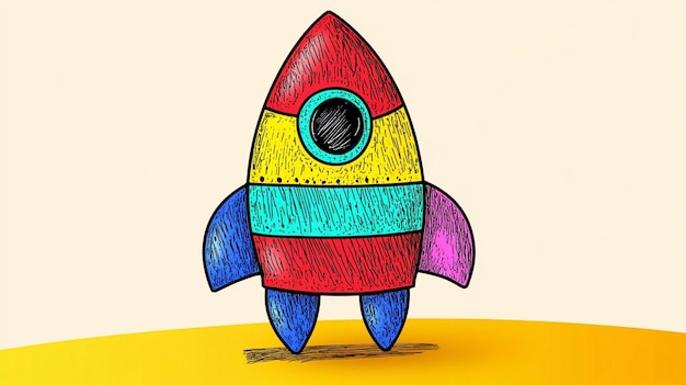 Photo childrens drawing of a rocket clipart