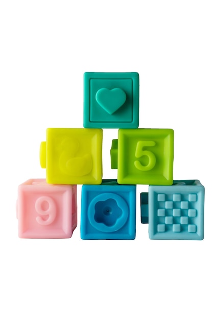 Childrens rubber cubes a soft toy develops motor skills of fingers and hands colored cubes with numb...