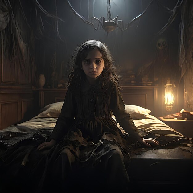 a childs darkest fears through a haunting dark fantasy illustration