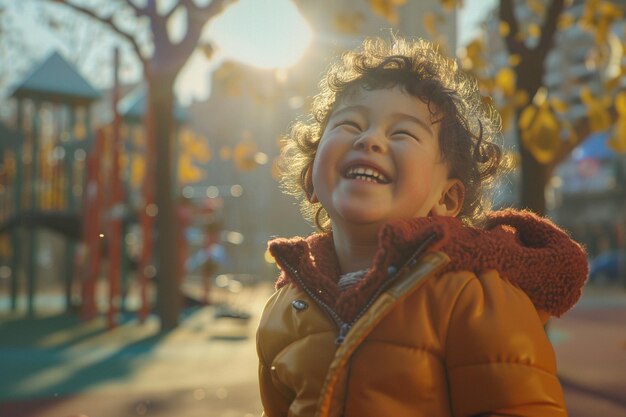 A childs innocent laughter in a playground