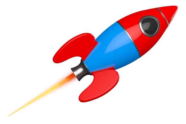 Childs Toy Rocket on a white background. 3d Rendering