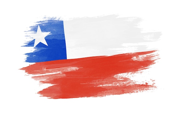 Chile flag brush stroke, national flag on white background