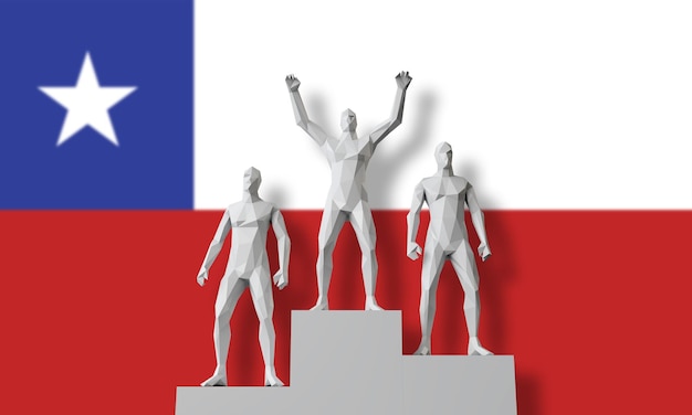 Chile winnerpeople stood on a winners podium celebrating d render