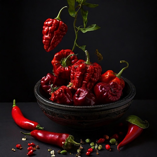 chiles en nogada black background