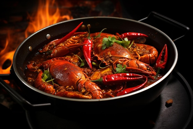 Photo chili crab on a winter night yummy chili crab food image photography