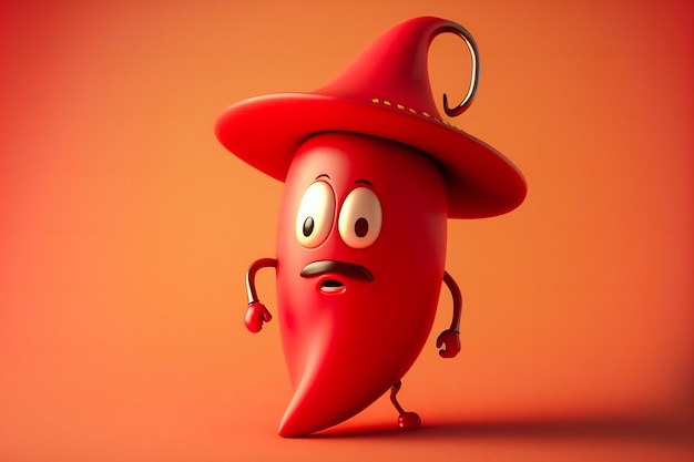 chili pepper character with a funny expression