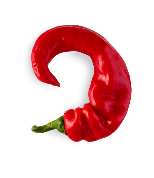 Chili pepper isolated. Closeup image of ideal hot spicy vegetable, cayenne, tabasco. Healthy natural organic food