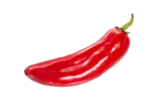 Chili pepper isolated on a white background. Red Chili hot pepper clipping path. Fresh pepper.