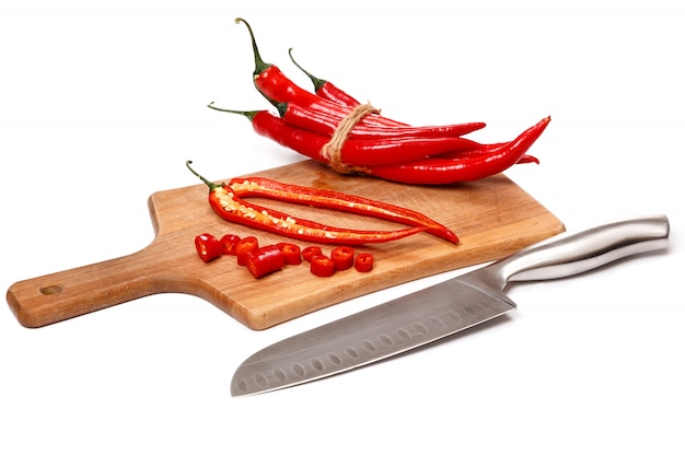 Chili pepper and knife