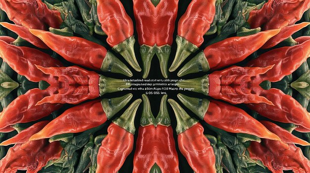 Photo a chili pepper pattern showcasing a visually striking blend of red and green chili peppers