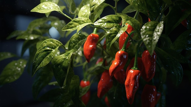 Chilli pepper plant red white