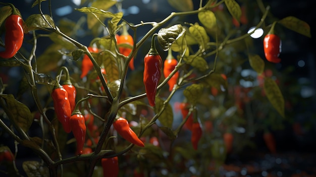 Chilli pepper plant red white