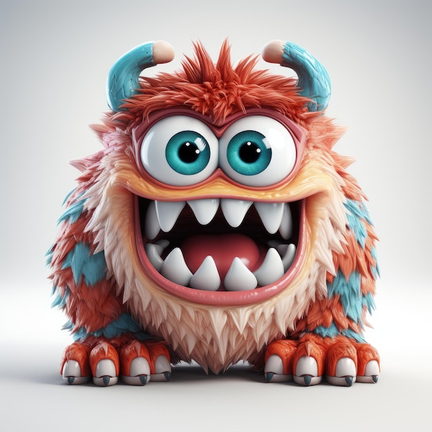 Chilling Encounter Enigmatic 3D Pixarstyle Monster in Eerie Profile on a White Canvas