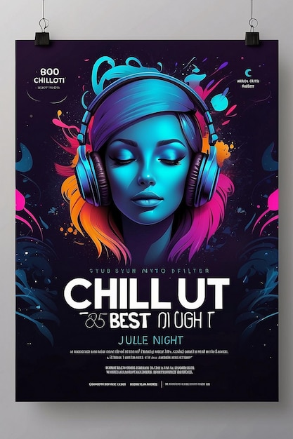 Photo chillout best music night flyer and social media post template designs