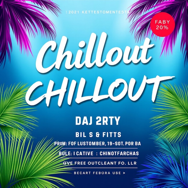 Chillout DJ party flyer and social media post and web banner template