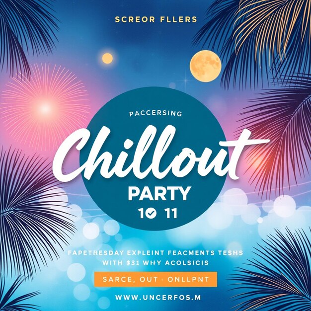 Chillout DJ party flyer and social media post and web banner template