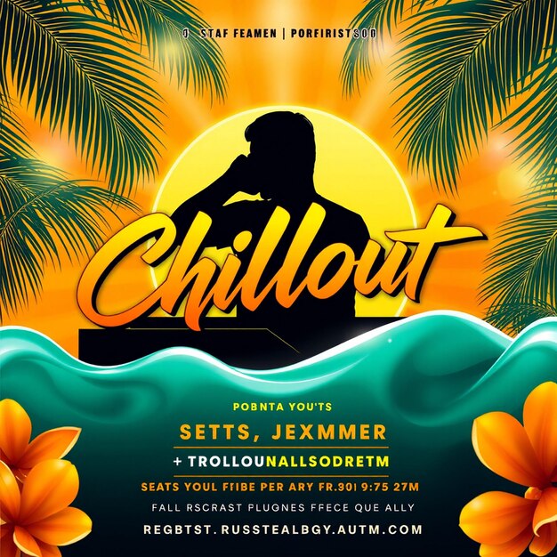 Chillout DJ party flyer and social media post and web banner template