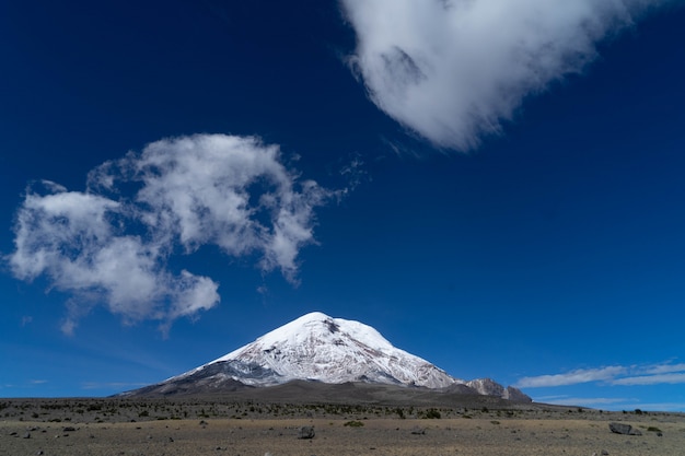 Chimborazo Volcano covered in snow