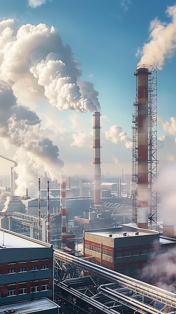 Chimneys and silos of a factory