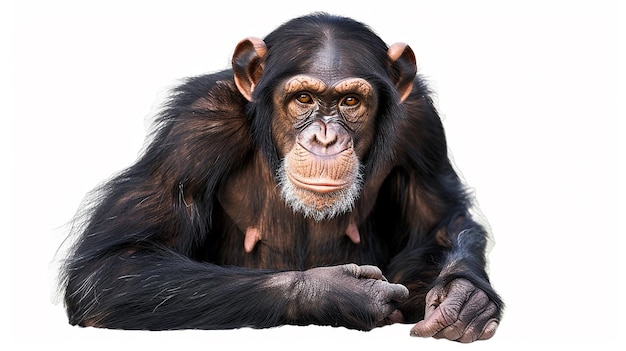 a chimpanzee is standing on a white background