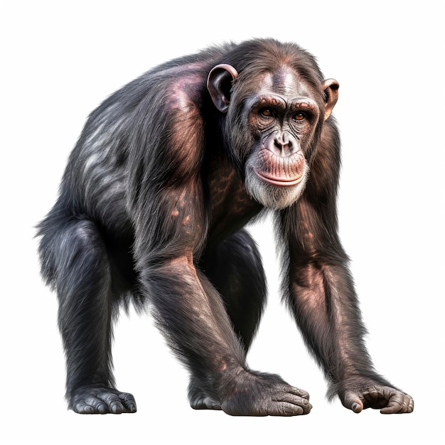 Chimpanzee isolated on white background Generative AI