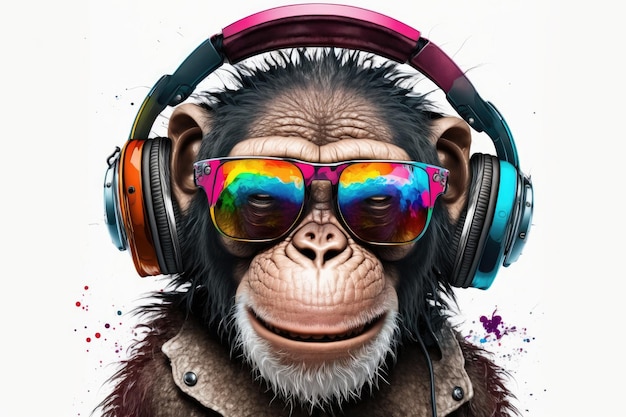 Chimpanzee Punk Colorful Chromies Generative AI