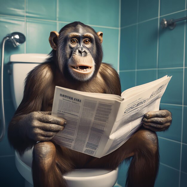 chimpanzee on toilet AI generated