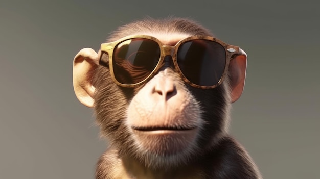 A chimpi wearing sunglasses and a space themed shirt is shown in this digital painting style photo